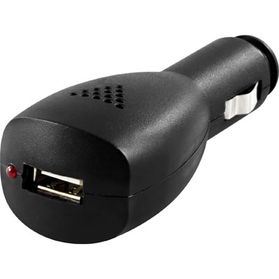 Deltaco USB Car Charger, USB A Female, 1A, Black